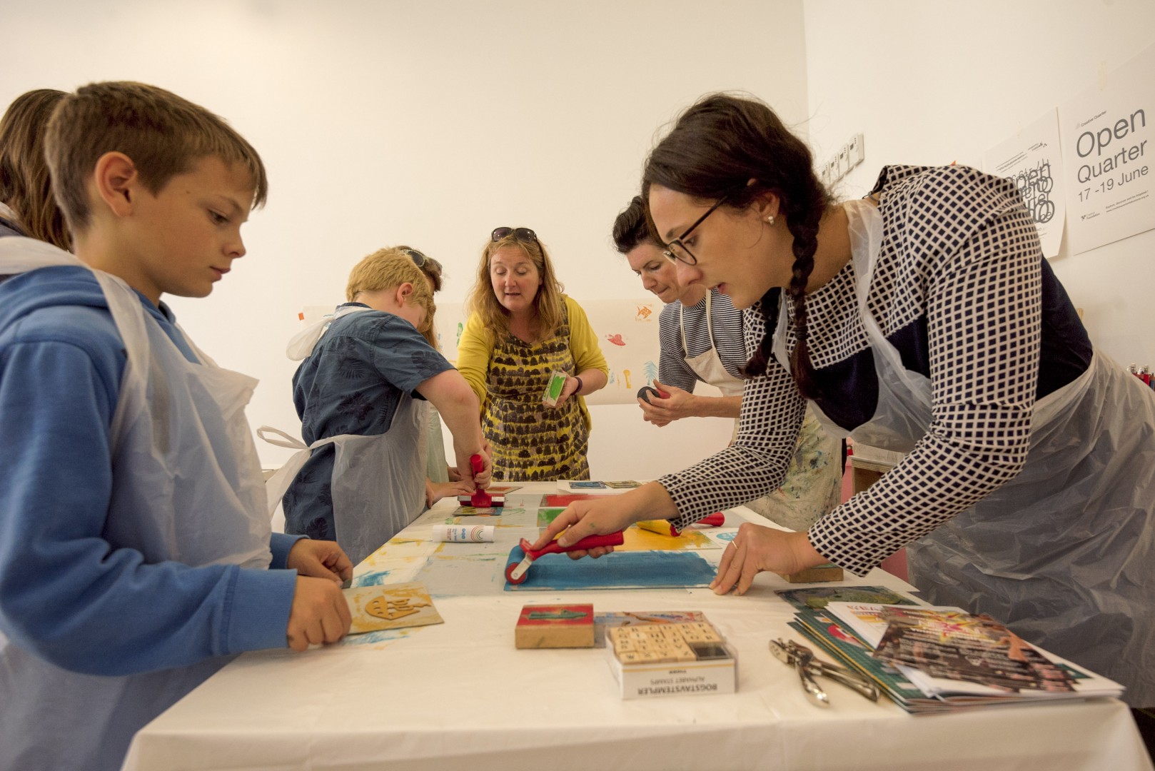 Family Printing Workshop at Block 67  Folkestone Creative Quarter  June 2016  photo by Ben Hart