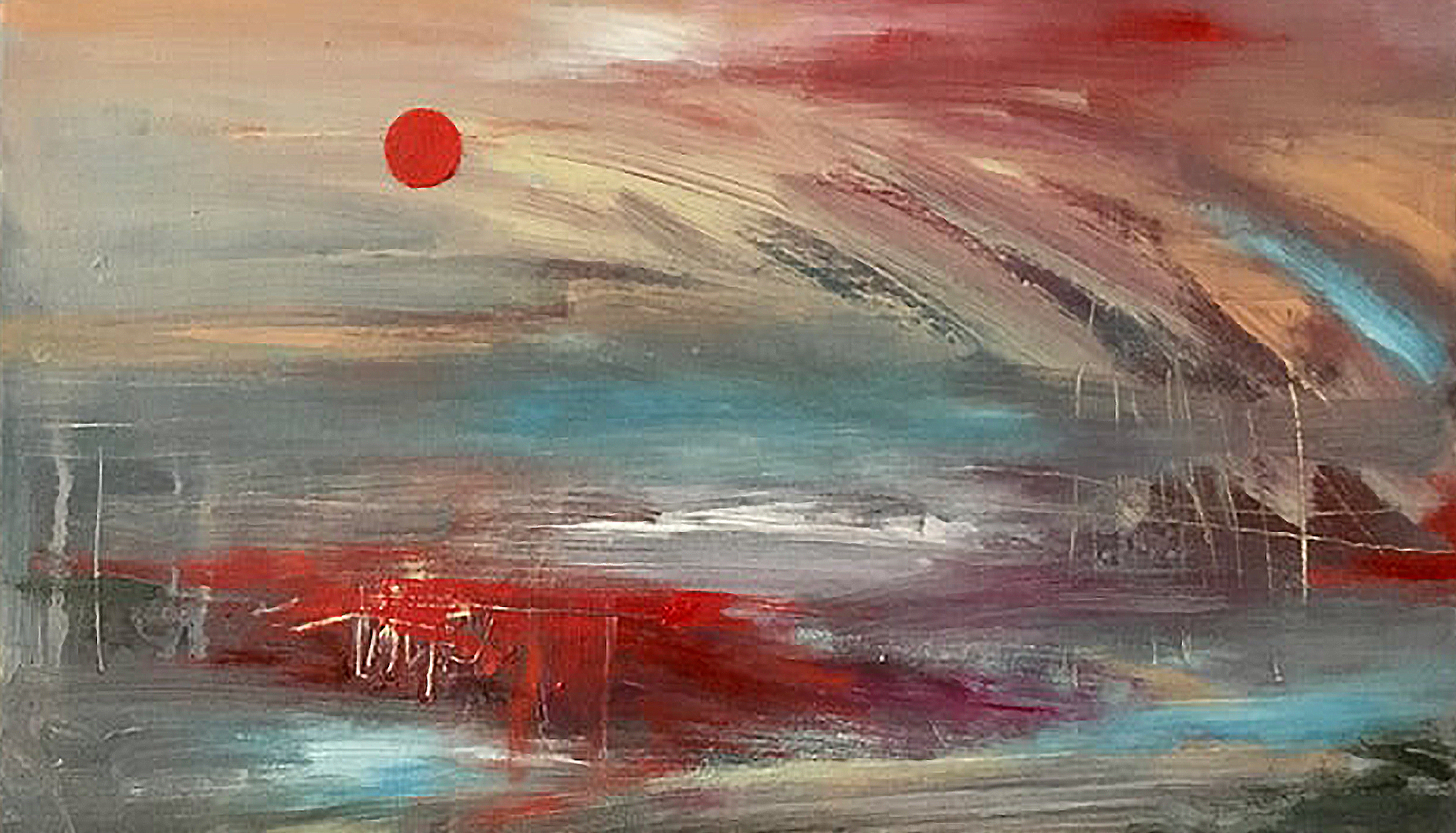 Seascape with Red Sun by Matt James Healey