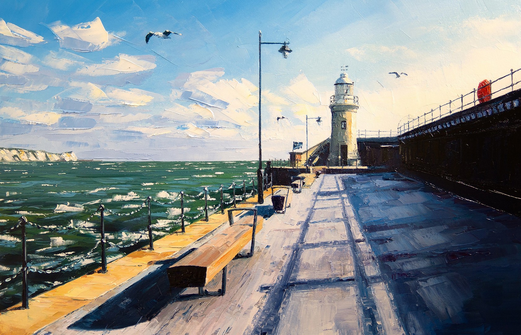 Painting of Folkestone Harbour Arm by Shane Record of Folkestone Harbour Arm 